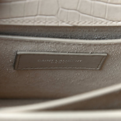 Saint Laurent Calfskin Crocodile Embossed Medium Monogram Sunset Blanc Vintage 6 of 16