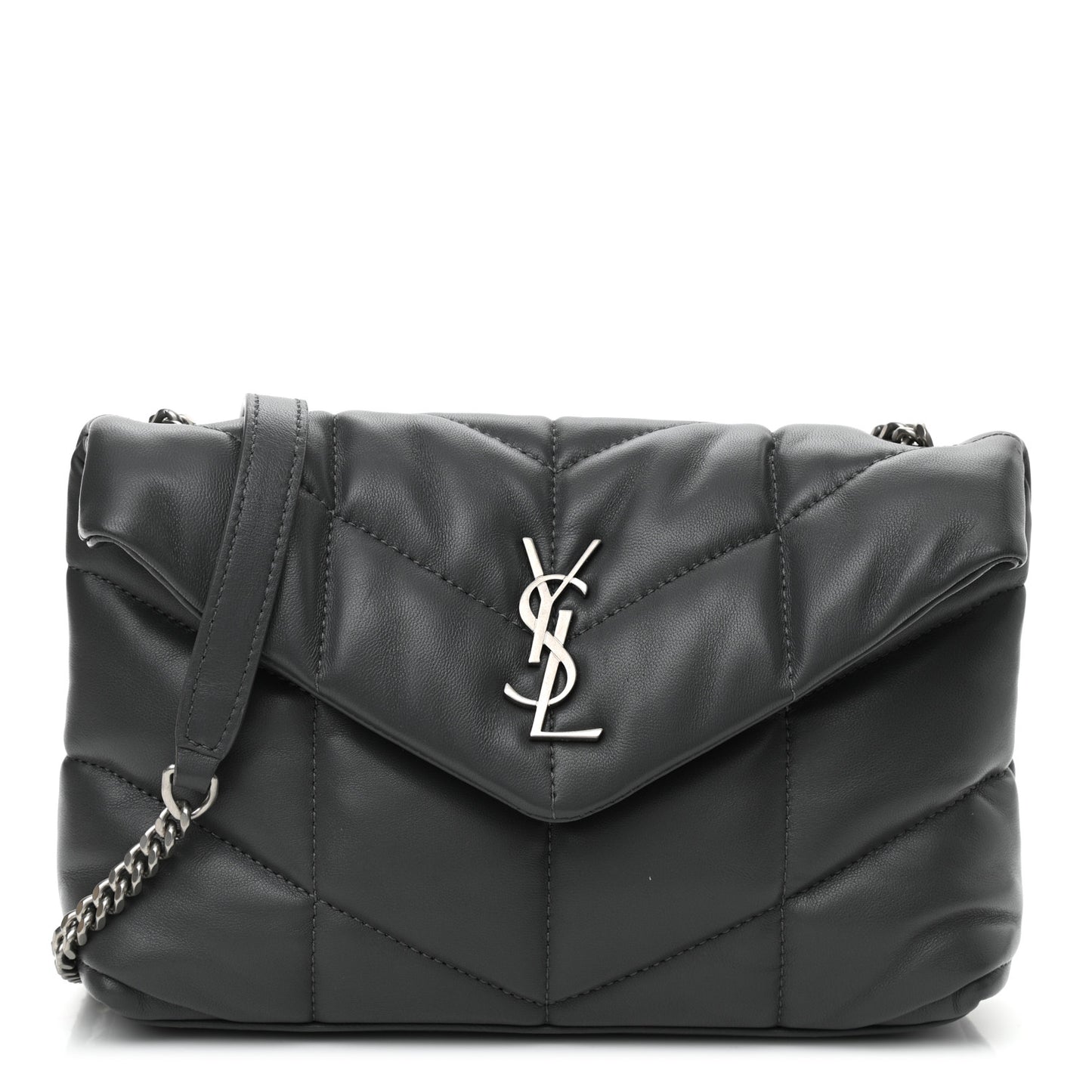 Lambskin Quilted Toy Loulou Puffer Monogram Chain Satchel Storm