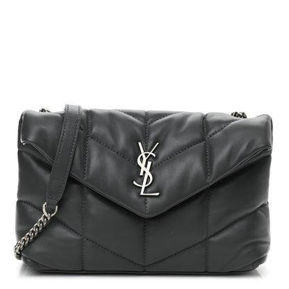 Saint Laurent Lambskin Quilted Toy Loulou Puffer Monogram Chain Satchel Storm 1 of 10