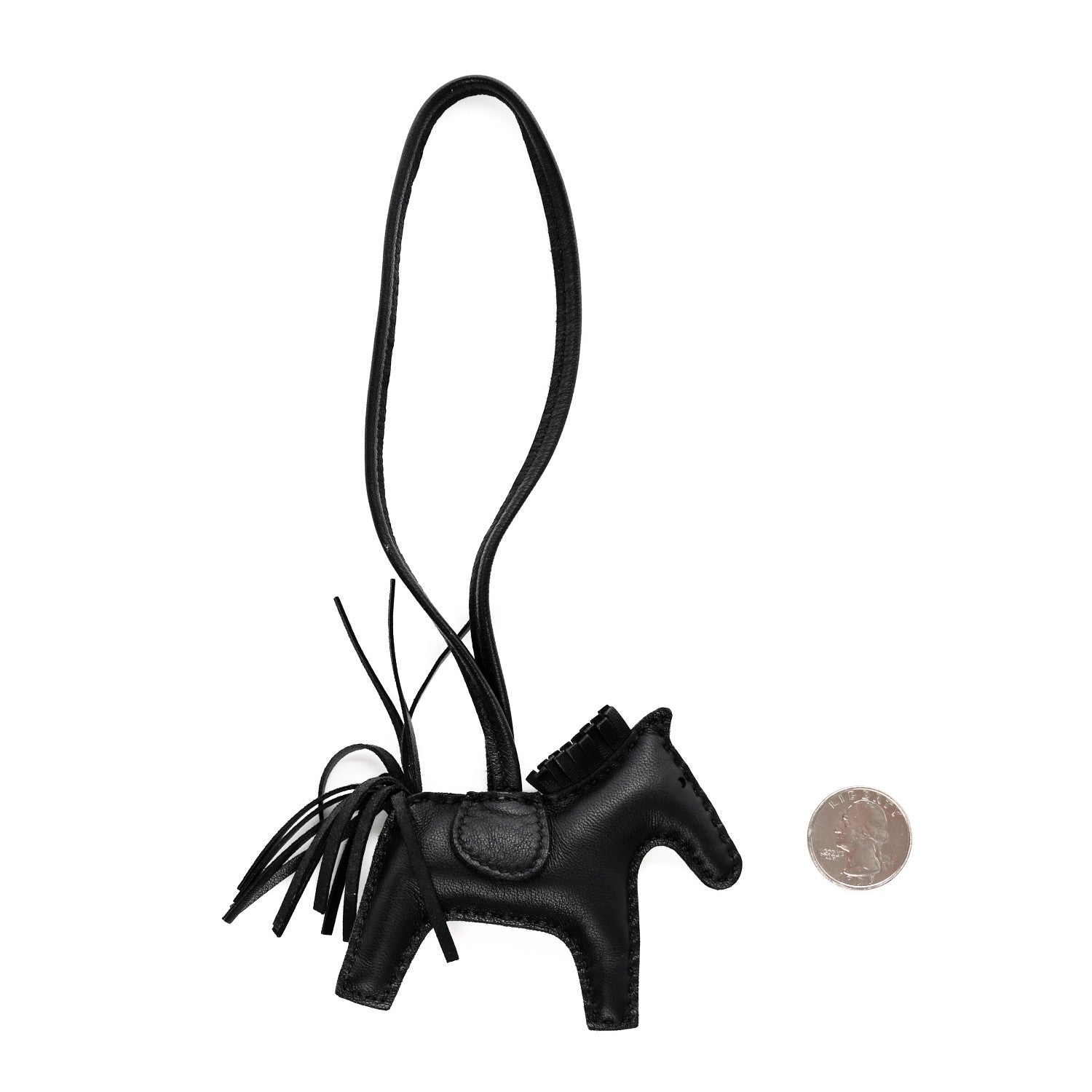 Hermes Milo Lambskin Grigri Rodeo Horse Bag Charm PM So Black 2 of 4