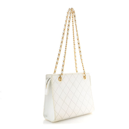 Chanel Caviar Quilted Shoulder Bag White 3 of 17