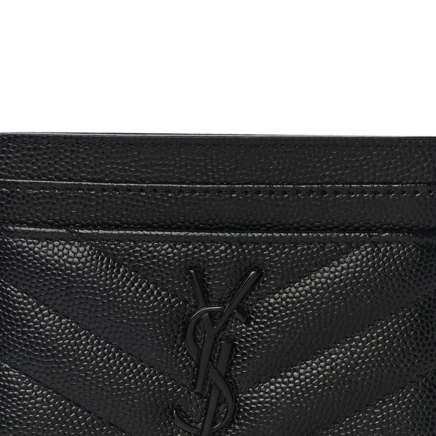 Grain De Poudre Matelasse Chevron Monogram Credit Card Case Black