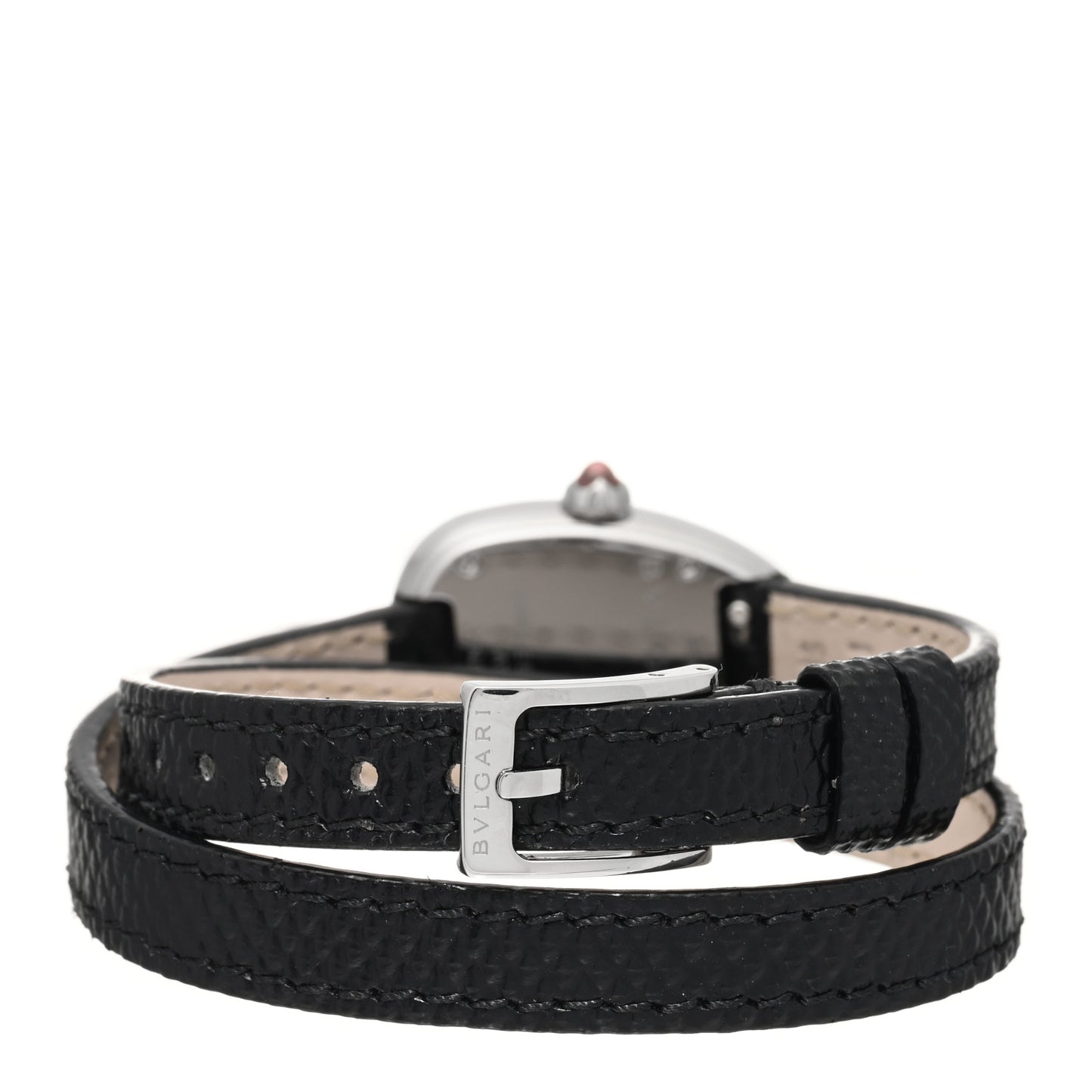 Stainless Steel Lizard 20mm Serpenti Double Wrap Quartz Watch Black
