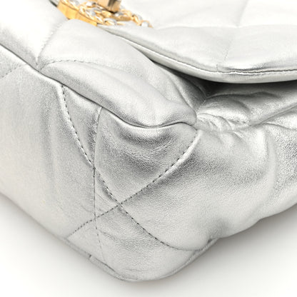 Chanel Metallic Lambskin Quilted Medium Chanel 19 Flap Silver 10 of 10
