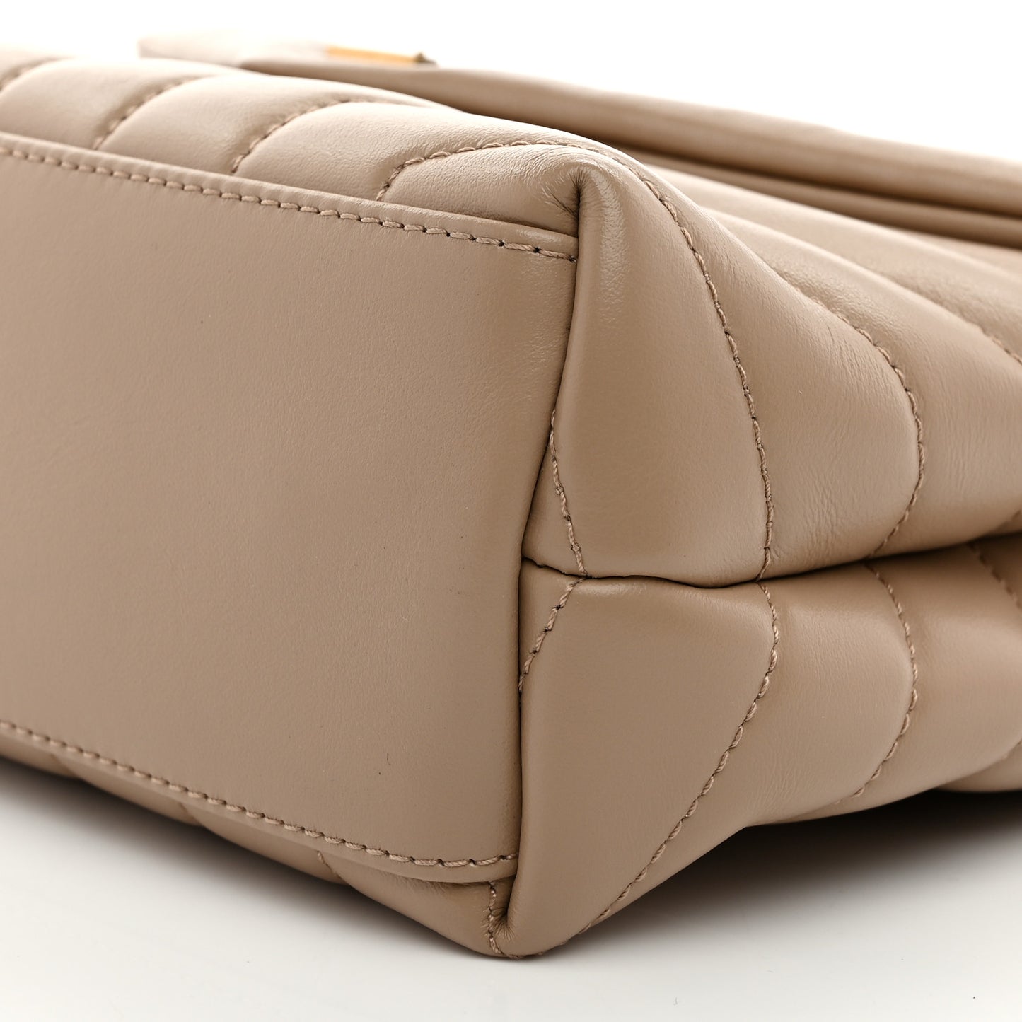 Calfskin Y Quilted Monogram Small Loulou Chain Satchel Dark Beige