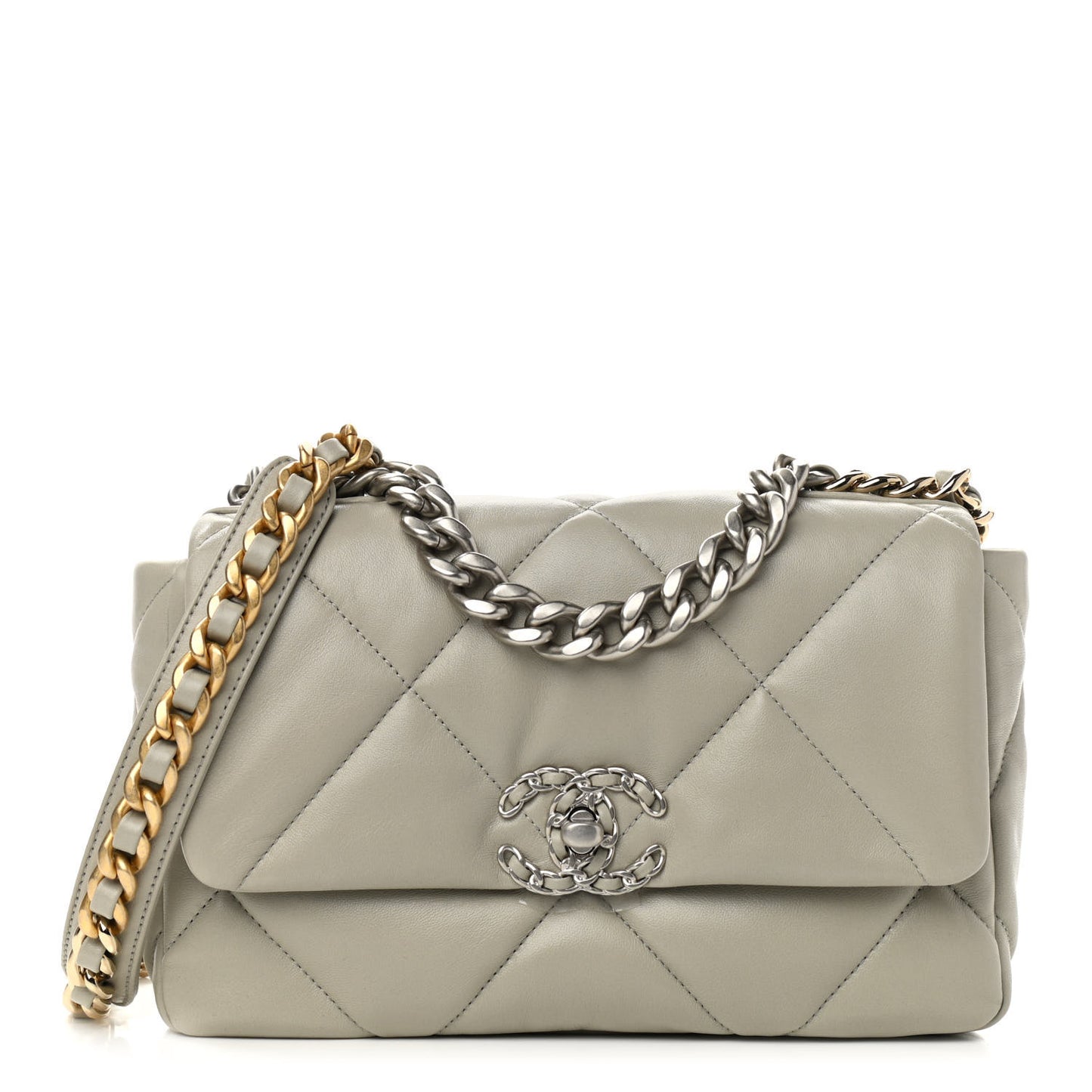 Lambskin Quilted Medium Chanel 19 Flap Grey