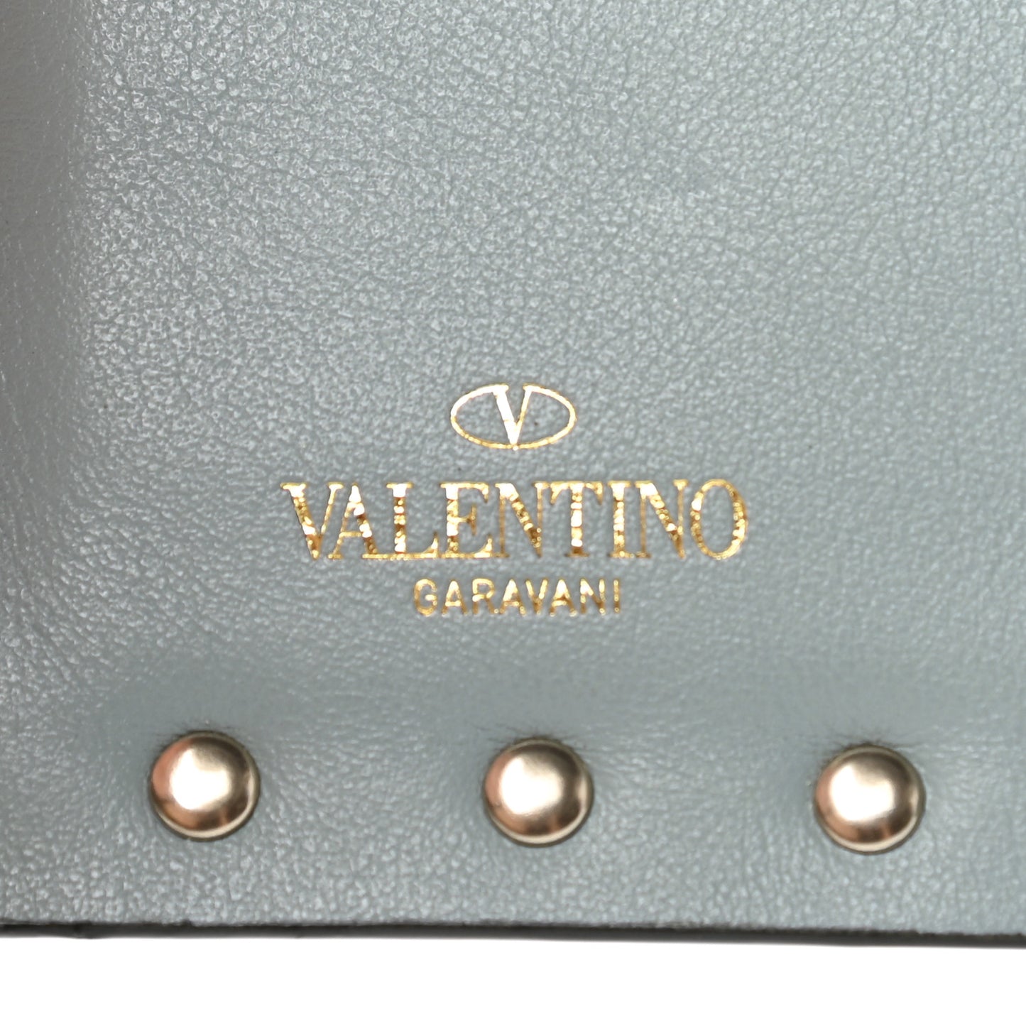 Calfskin Rockstud Bi-Fold Wallet Sky Blue