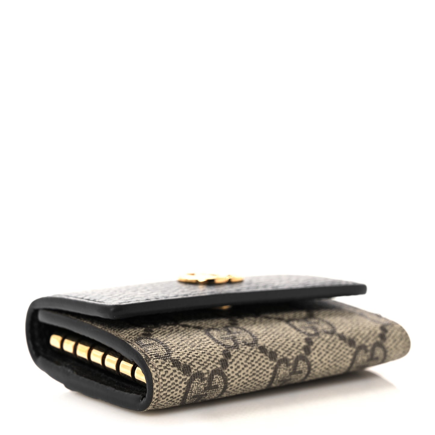 Dollar Calfskin GG Supreme Monogram GG Marmont 6 Key Holder Case Black Beige Ebony