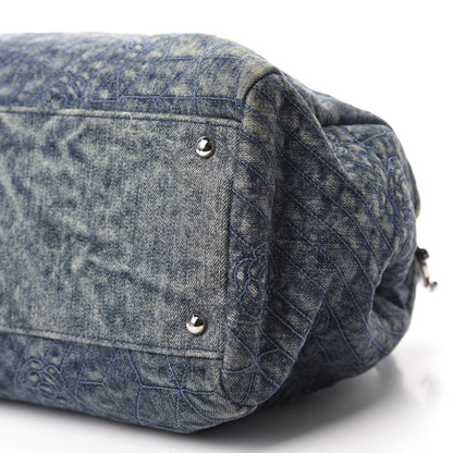 Chanel Denim Camellia Embroidered Large Just Mademoiselle Blue 7 of 10