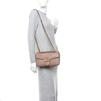 Gucci Calfskin Matelasse Small GG Marmont Shoulder Bag Porcelain Rose 2 of 10