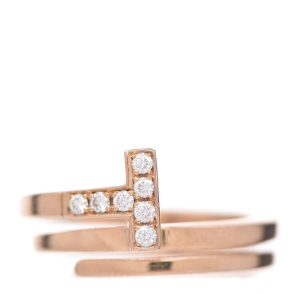 Tiffany 18K Rose Gold Diamond T Square Wrap Ring 52 6 1 of 5