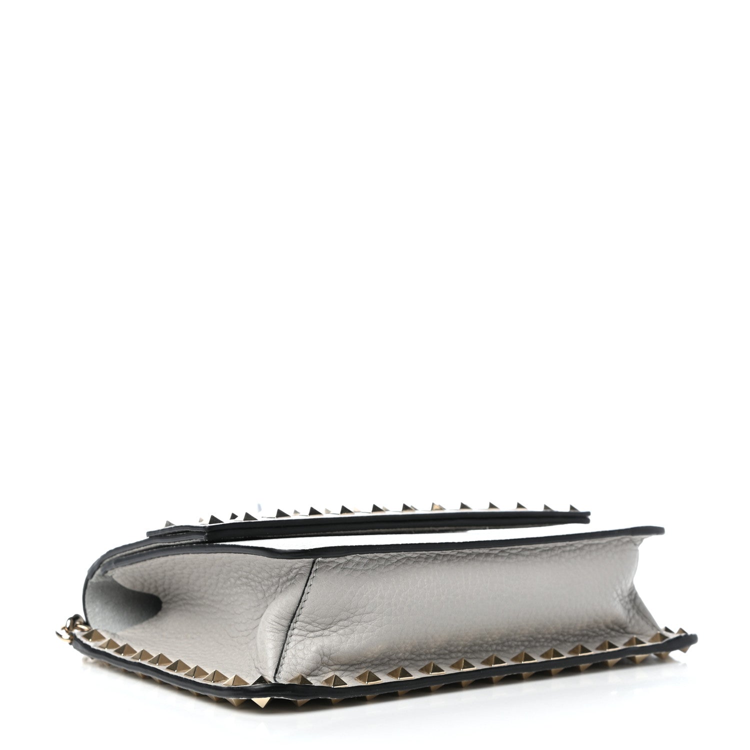 Valentino Garavani Pebbled Calfskin Rockstud Side Slip Crossbody Pastel Grey 4 of 8