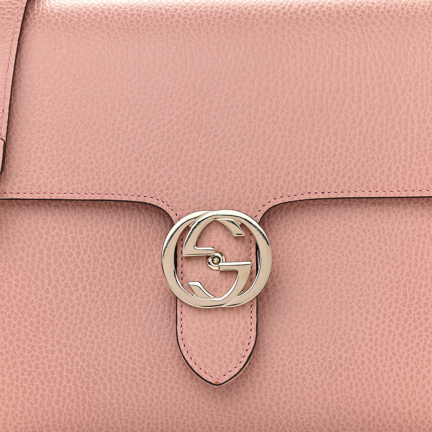 Dollar Calfskin Medium Interlocking G Top Handle Shoulder Bag Soft Pink