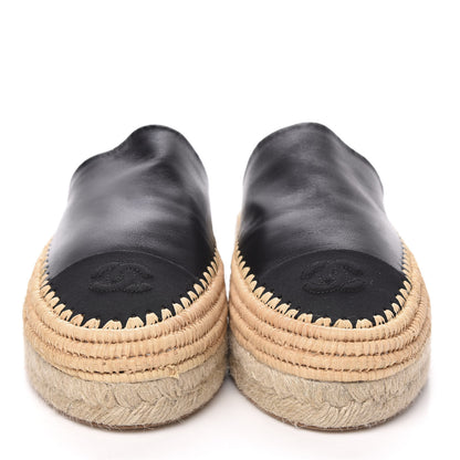 Chanel Lambskin Grosgrain CC Espadrille Mules 41 Black 2 of 10