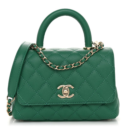 Chanel Caviar Quilted Extra Mini Coco Handle Flap Green 1 of 11