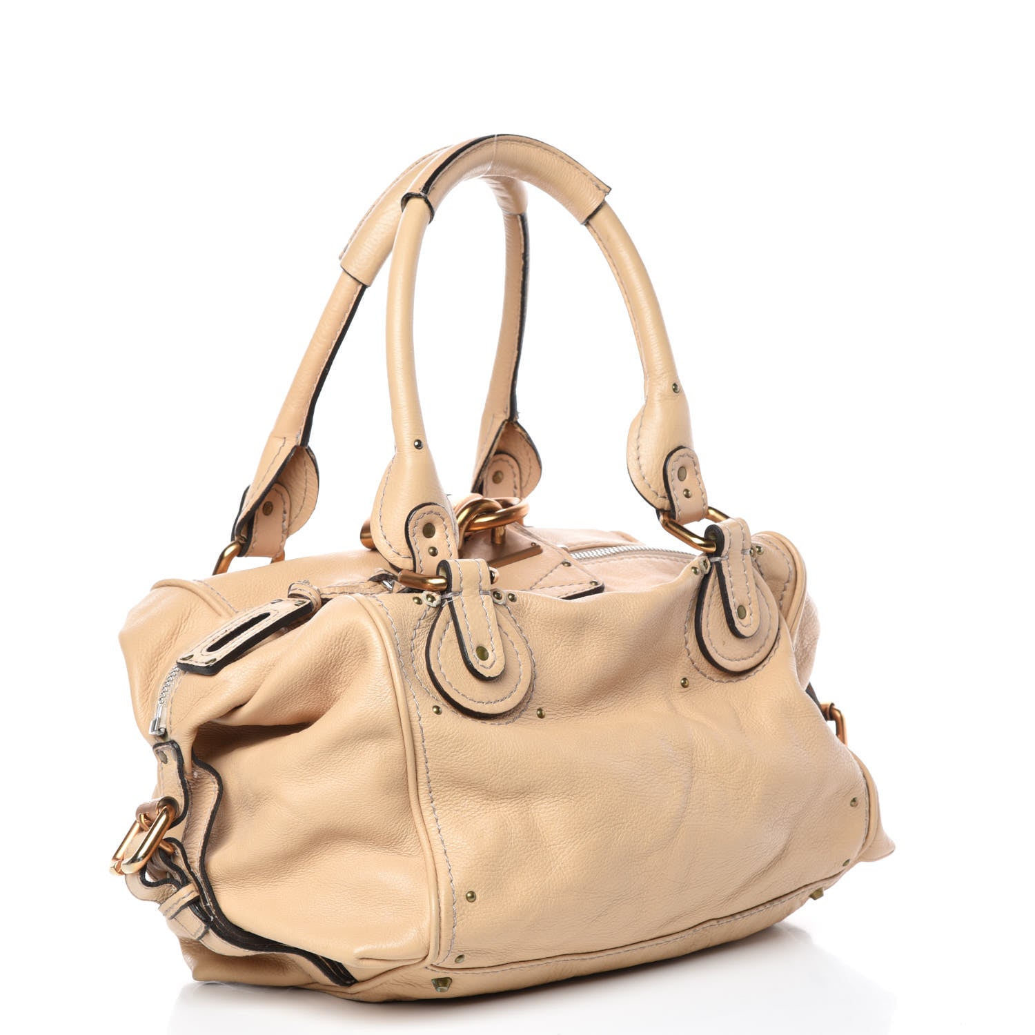 Chloe Leather Paddington Front Pocket Tote Beige 3 of 17