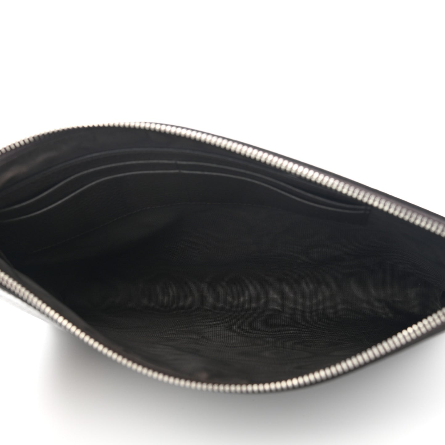 Grained Calfskin Zip Wristlet Pouch Brown