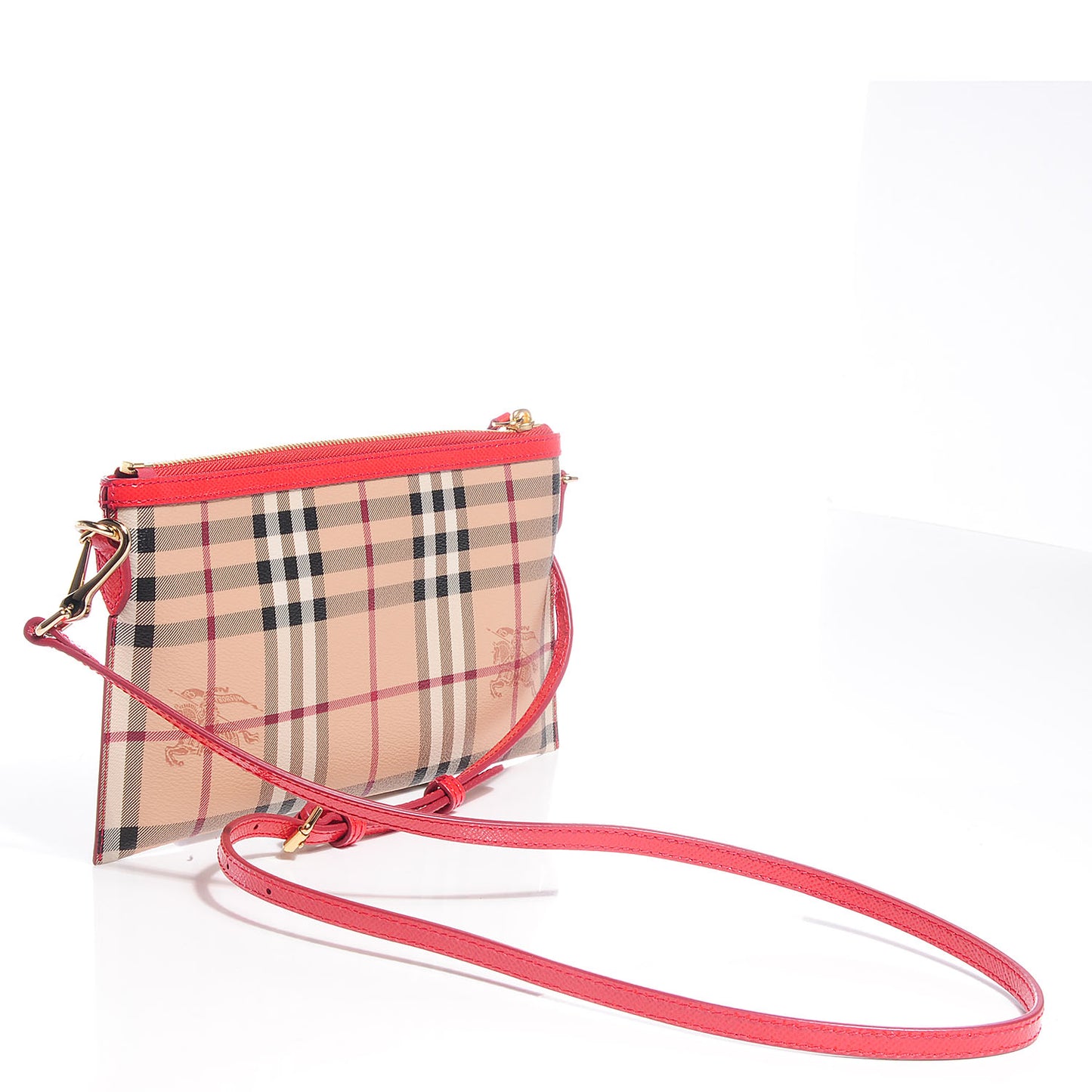 Haymarket Check Small Peyton Crossbody Clutch Bag Coral Red