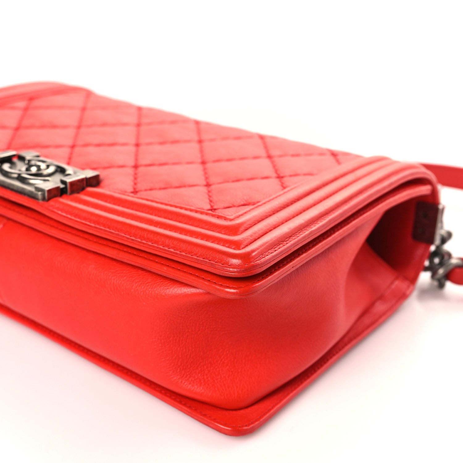 Chanel Calfskin Double Stitch New Medium Boy Flap Red 9 of 10