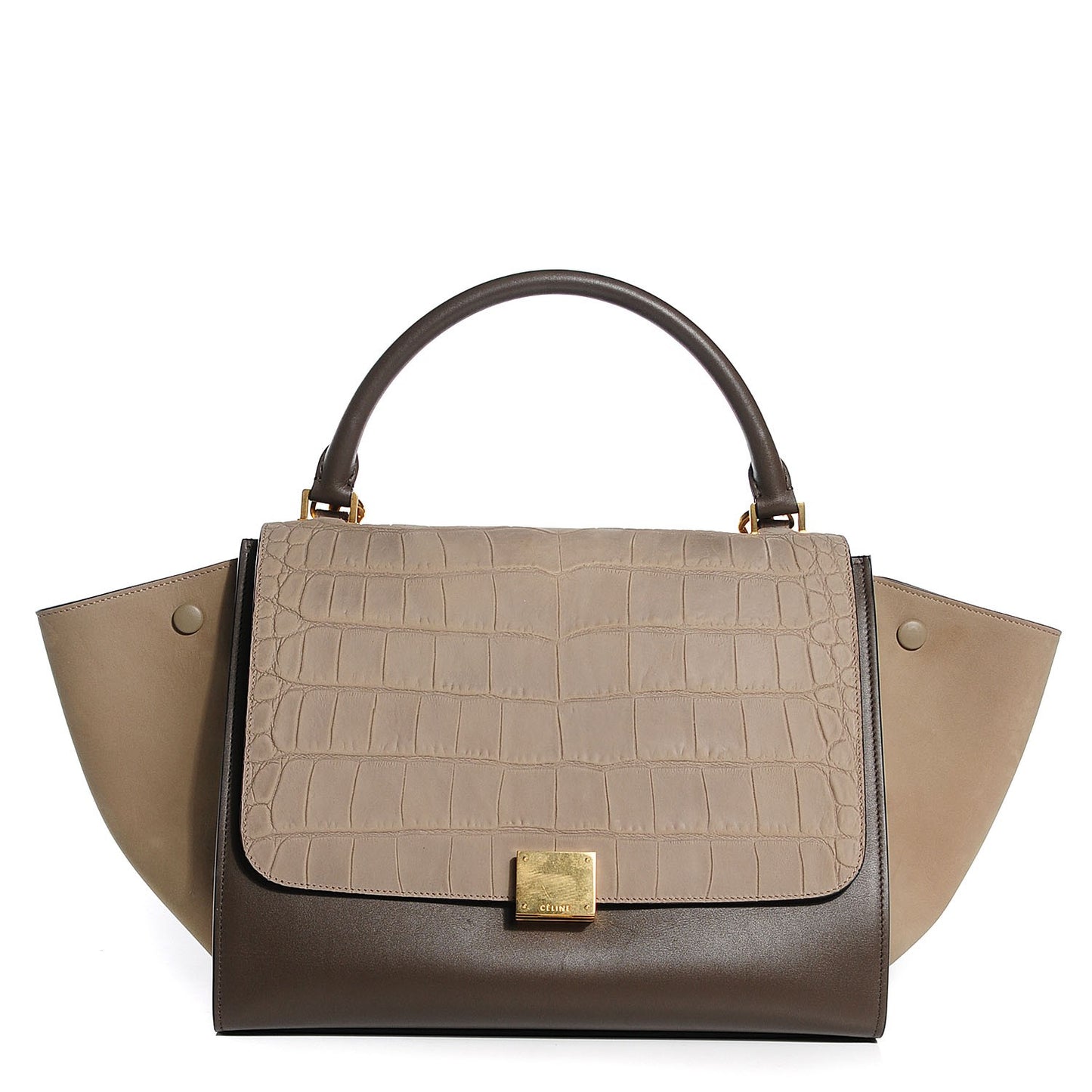 Nubuck Crocodile Embossed Medium Trapeze Grey