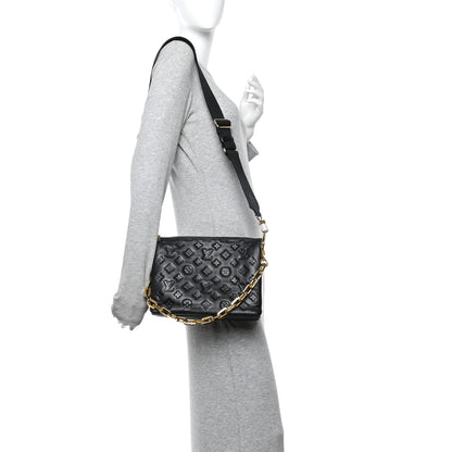 Louis Vuitton Lambskin Embossed Monogram Coussin PM Black 2 of 11