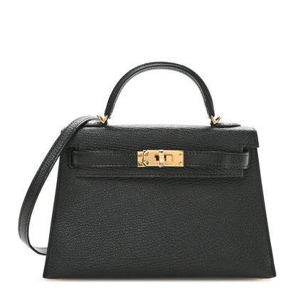 Hermes Chevre Mysore Horseshoe Mini Kelly Sellier 20 Black 1 of 11