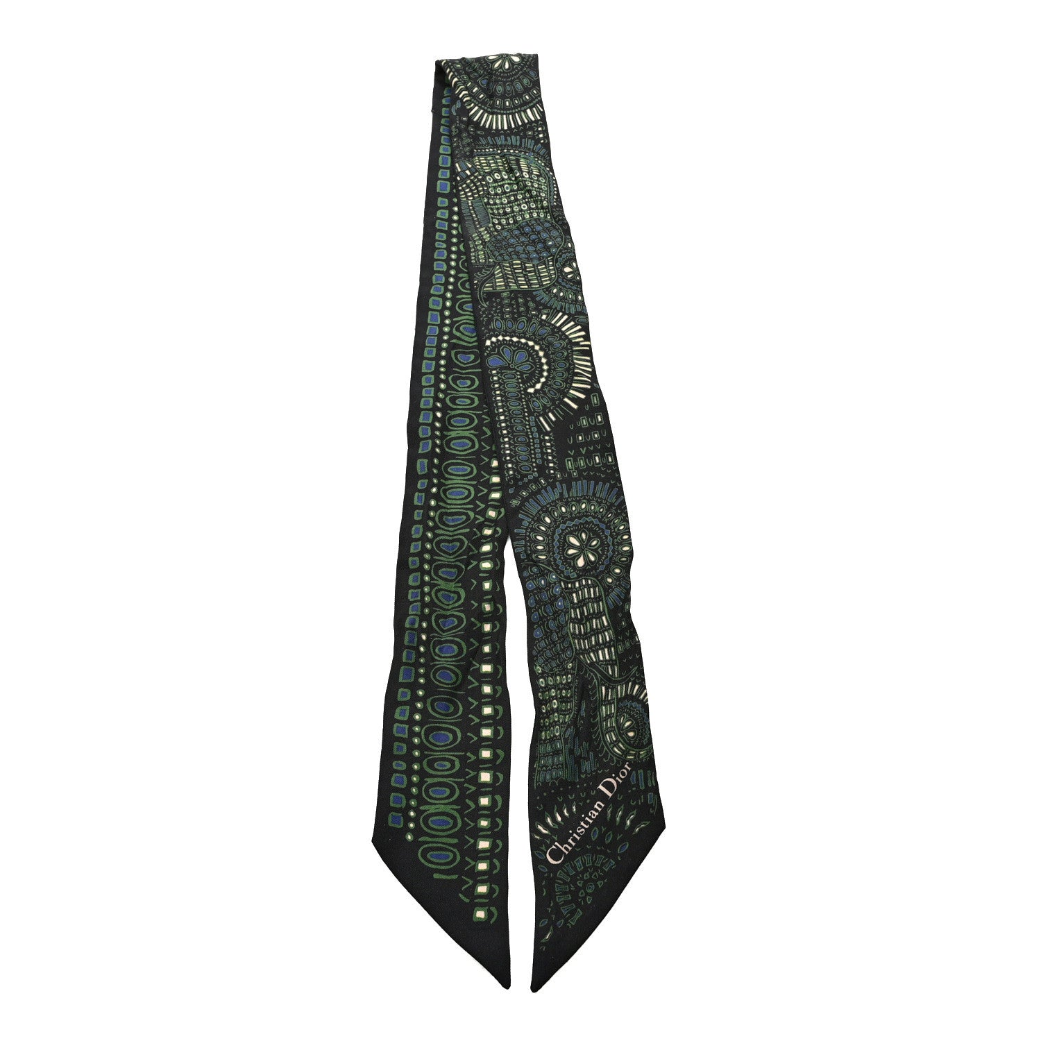 Christian Dior Silk Animals Mitzah Scarf Green 2 of 4