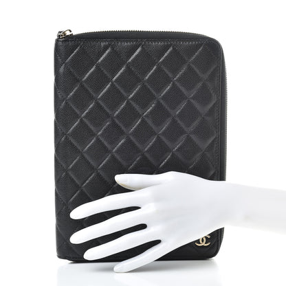 Chanel Caviar Quilted Zip Around Notebook Agenda Cover Black 2 of 9