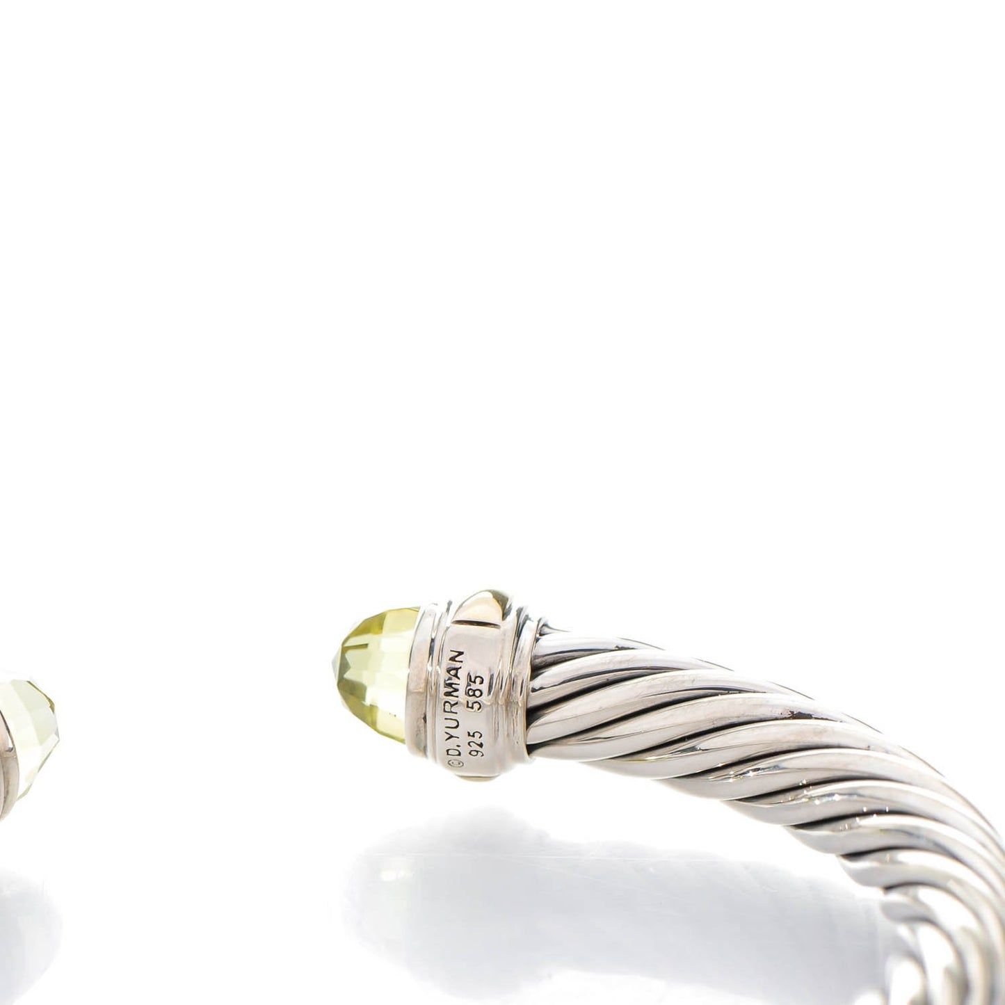 Sterling Silver 14K Yellow Gold Lemon Citrine 7mm Cable Classics Bracelet