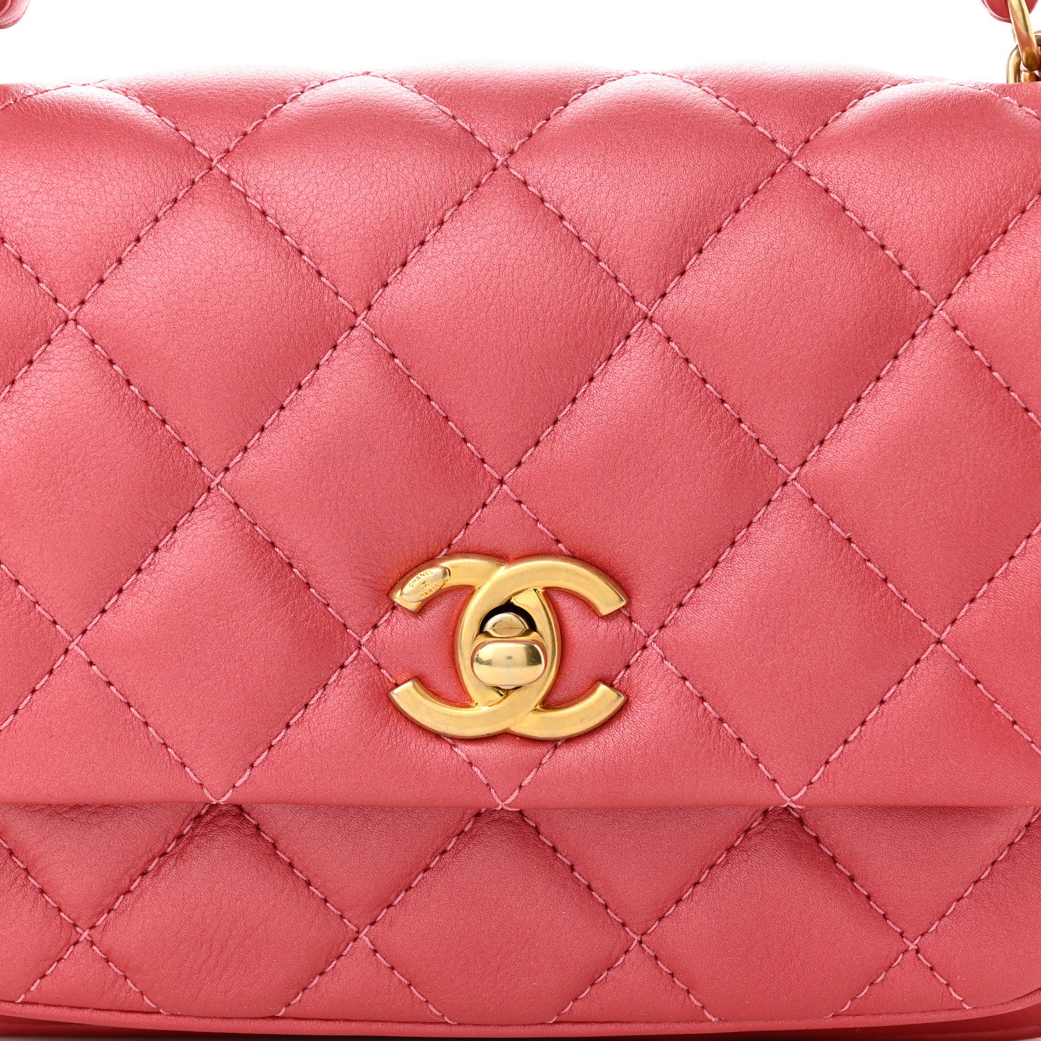 Chanel Calfskin Quilted Top Handle Flap Dark Pink 8 of 10