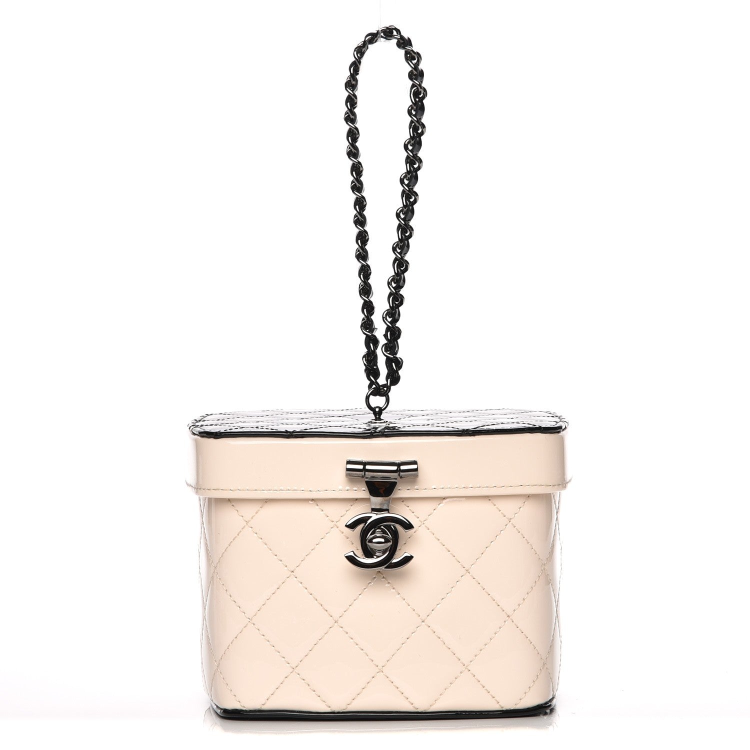 Chanel Patent Calfskin Minaudiere Vanity Case White Black 1 of 9