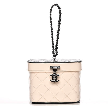 Chanel Patent Calfskin Minaudiere Vanity Case White Black 1 of 9