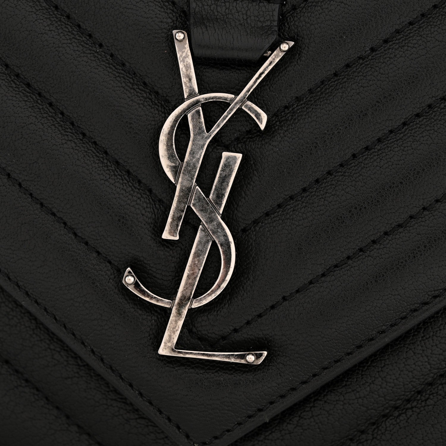 Saint Laurent Sheepskin Matelasse Chevron Monogram Medium College Bag Black 12 of 14