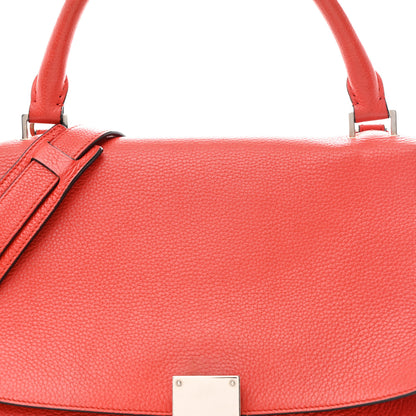Celine Drummed Calfskin Small Trapeze Vermillion 7 of 11