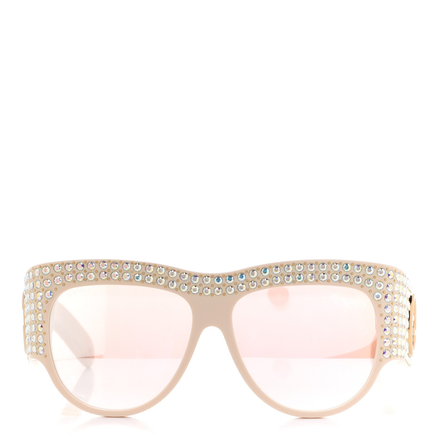 Gucci Acetate Crystal Oversize Hollywood Forever Sunglasses GG0144S Ivory 2 of 8