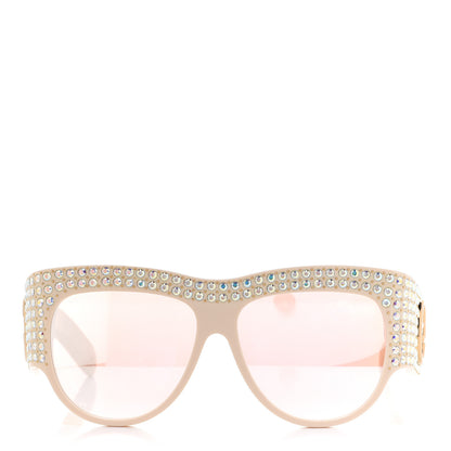 Gucci Acetate Crystal Oversize Hollywood Forever Sunglasses GG0144S Ivory 2 of 8