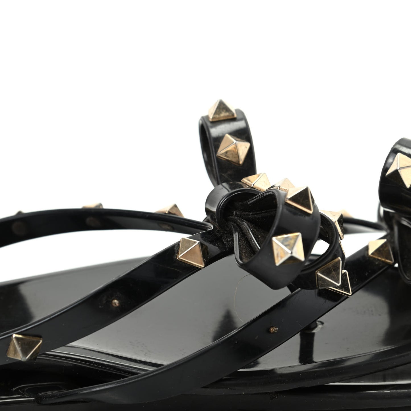 PVC Jelly Rockstud Bow Thong Sandals 39 Black