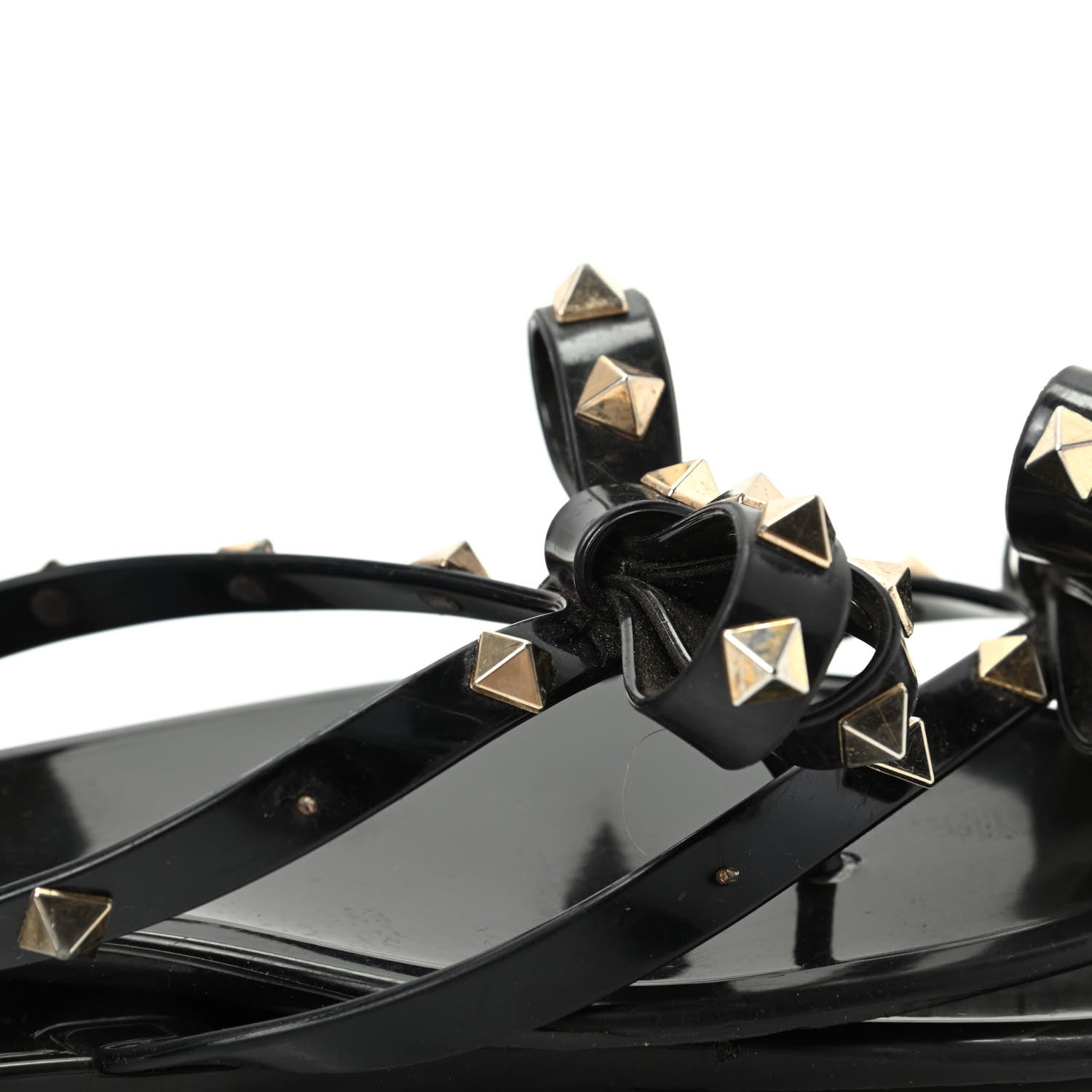 Valentino Garavani PVC Jelly Rockstud Bow Thong Sandals 39 Black 10 of 11