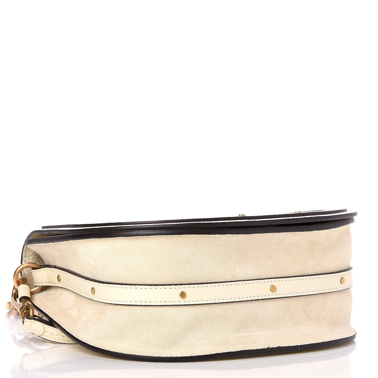 Calfskin Suede Medium Nile Bracelet Bag Off White