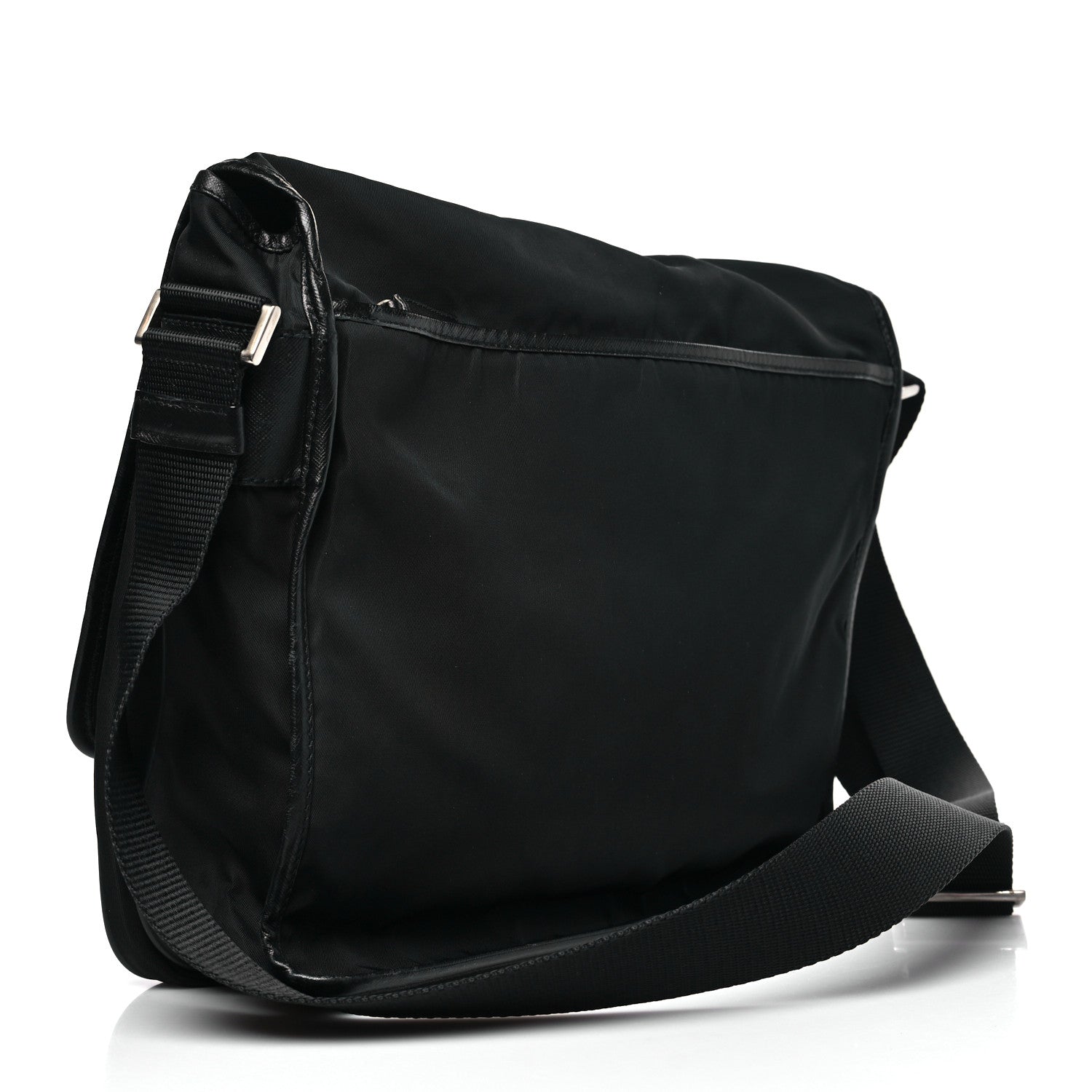 Prada Tessuto Nylon Saffiano Single Snap Buckle Flap Messenger Bag