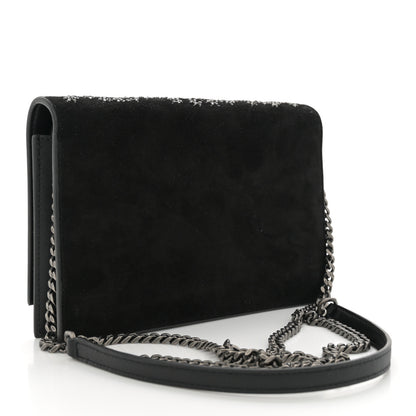 Saint Laurent Suede Bead Embellished Classic Monogram Kate Tassel Chain Wallet Black 3 of 11