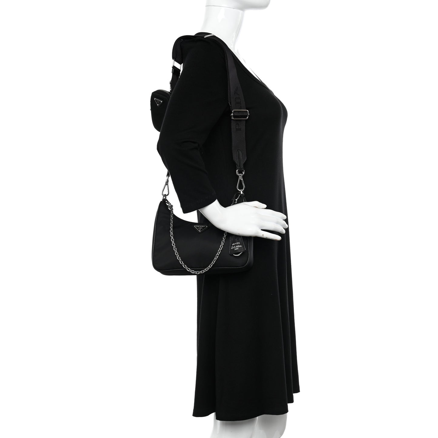 Re-Nylon Saffiano Re-Edition 2005 Shoulder Bag Black