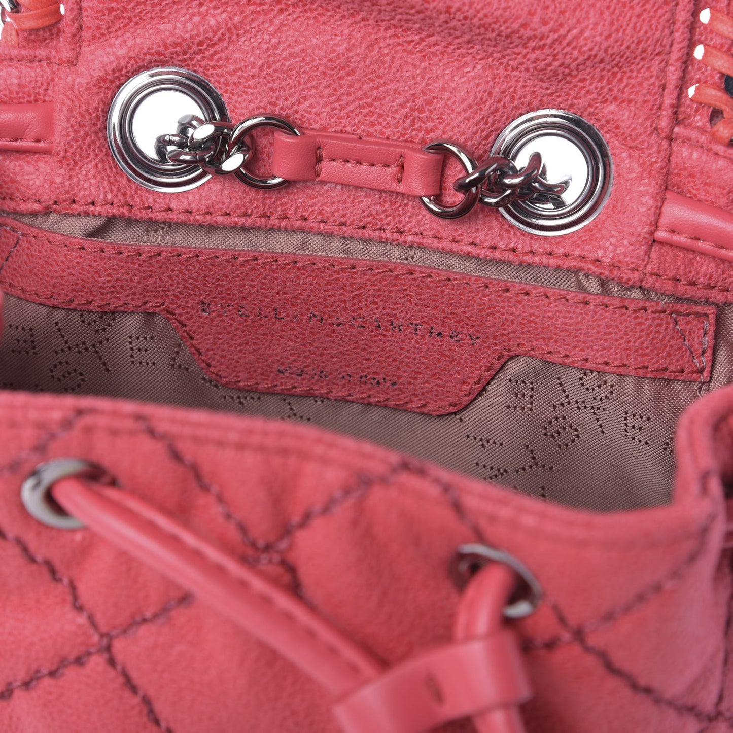 Shaggy Deer Quilted Mini Falabella Backpack Pink Fluo