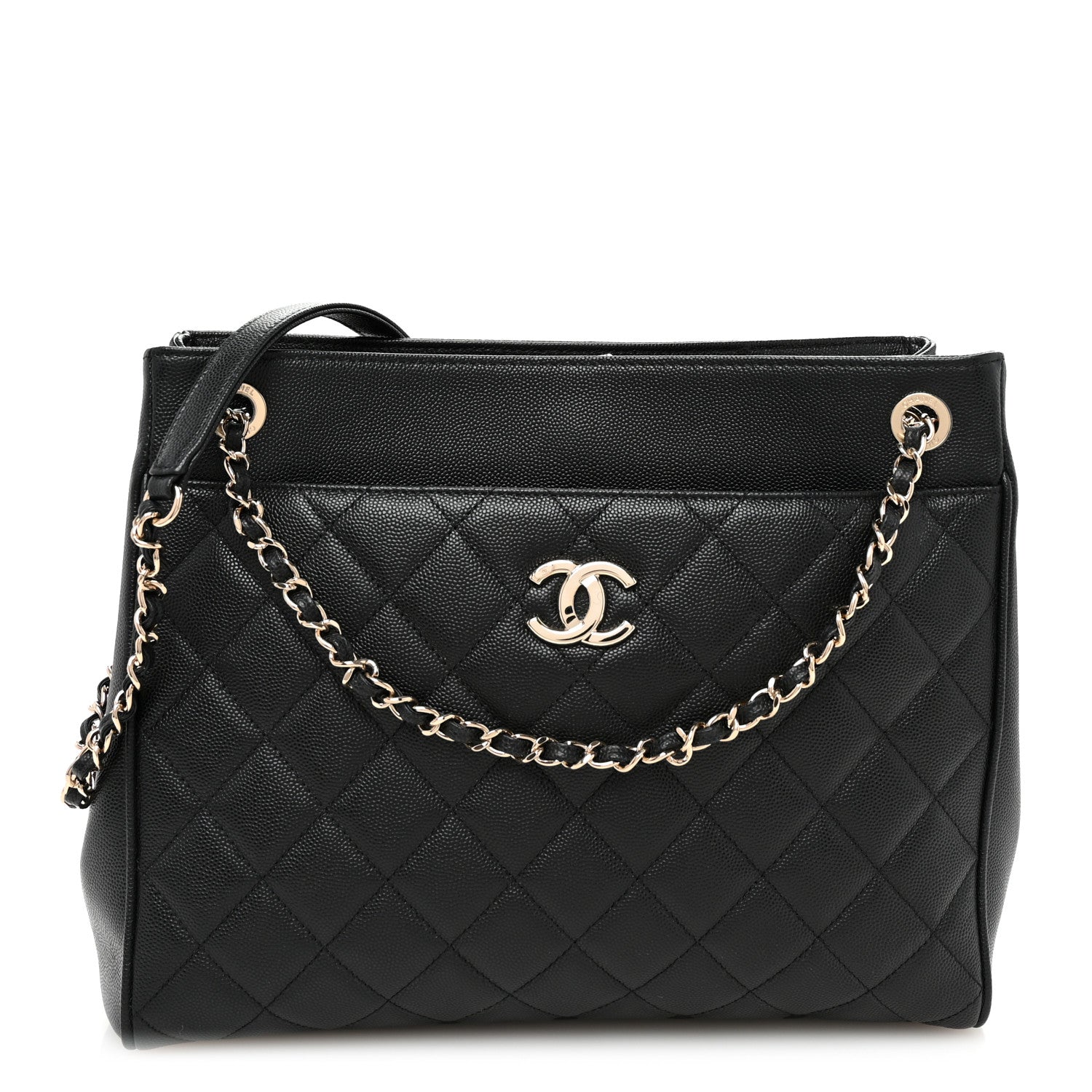 Chanel Caviar Quilted In Out Flap Shopping Tote Black 4 of 12
