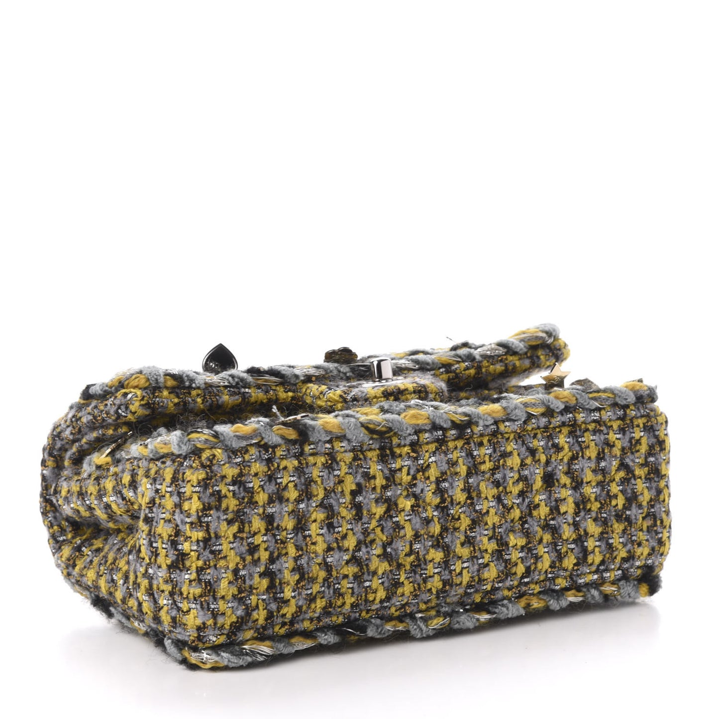 Tweed Braided Charms Small Flap Yellow Grey Black