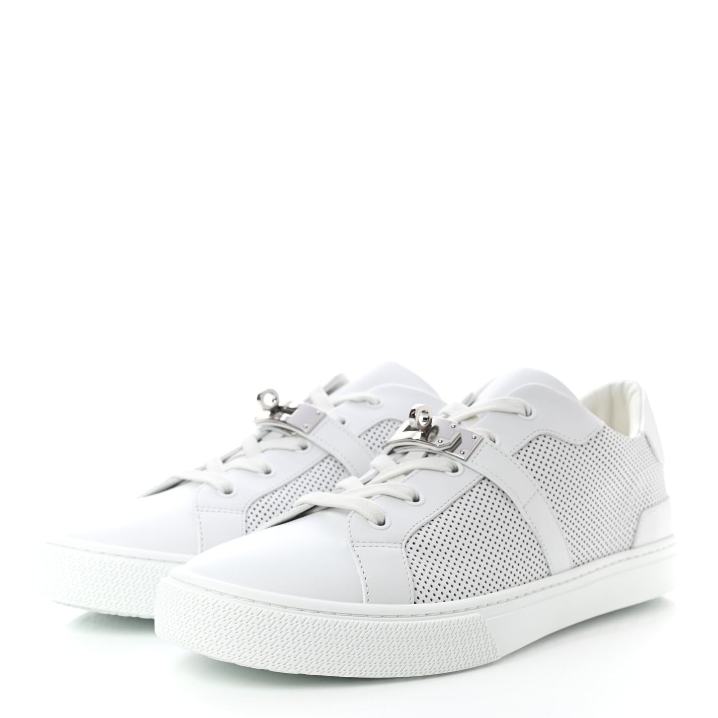 Calfskin Perforated Day Sneakers 43 White