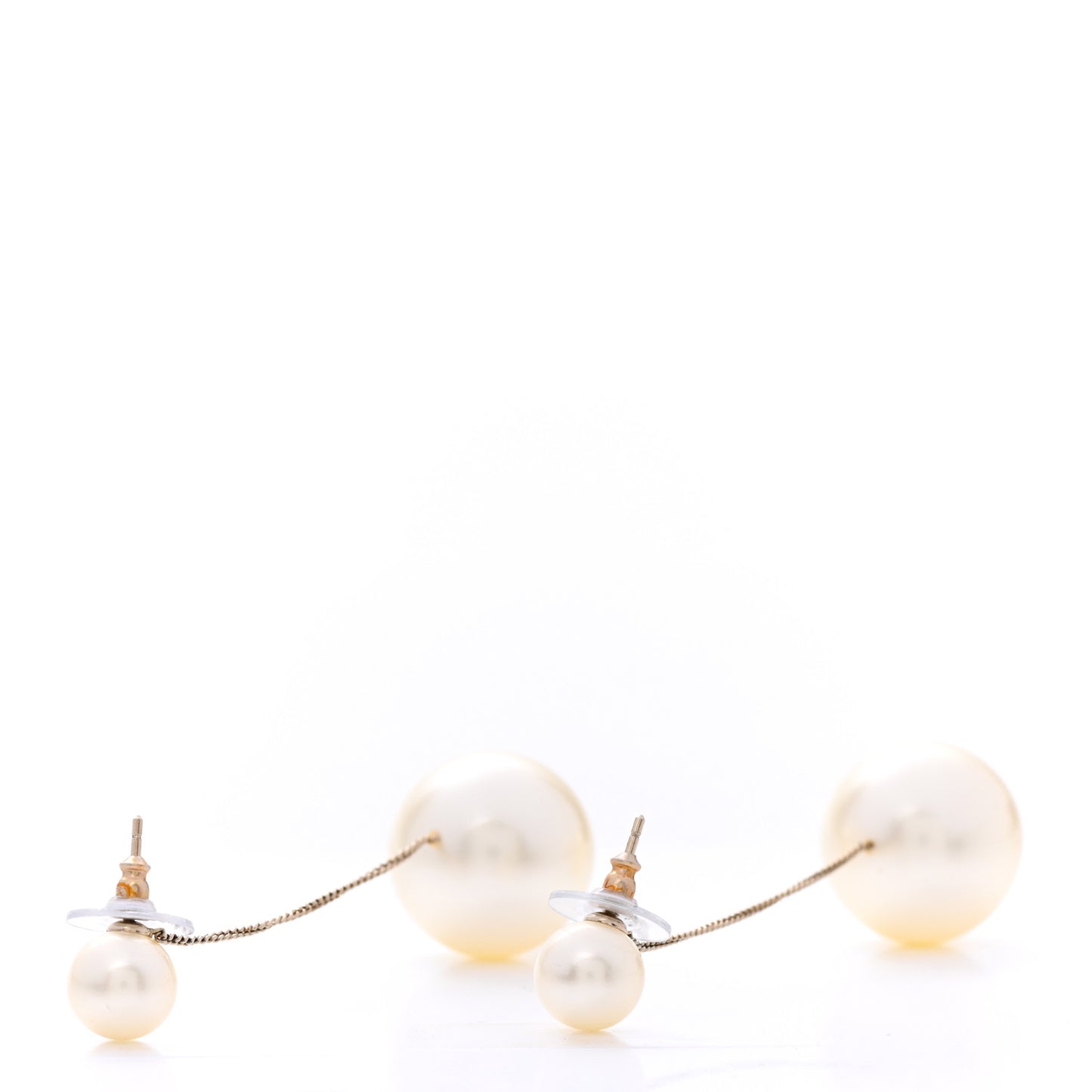 Pearl CC Chain Drop Earrings Gold