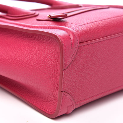 Celine Drummed Calfskin Nano Luggage Fuchsia 9 of 10