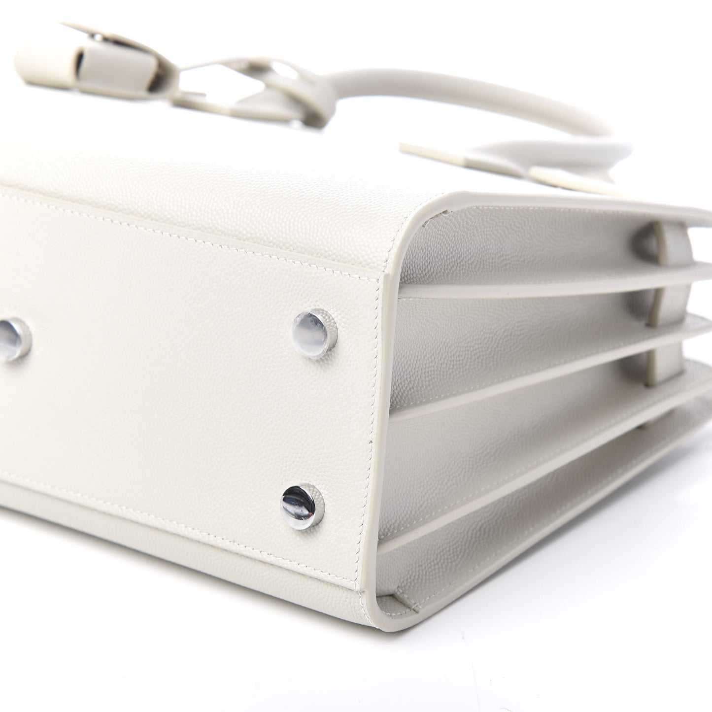 Grained Calfskin Baby Sac De Jour White