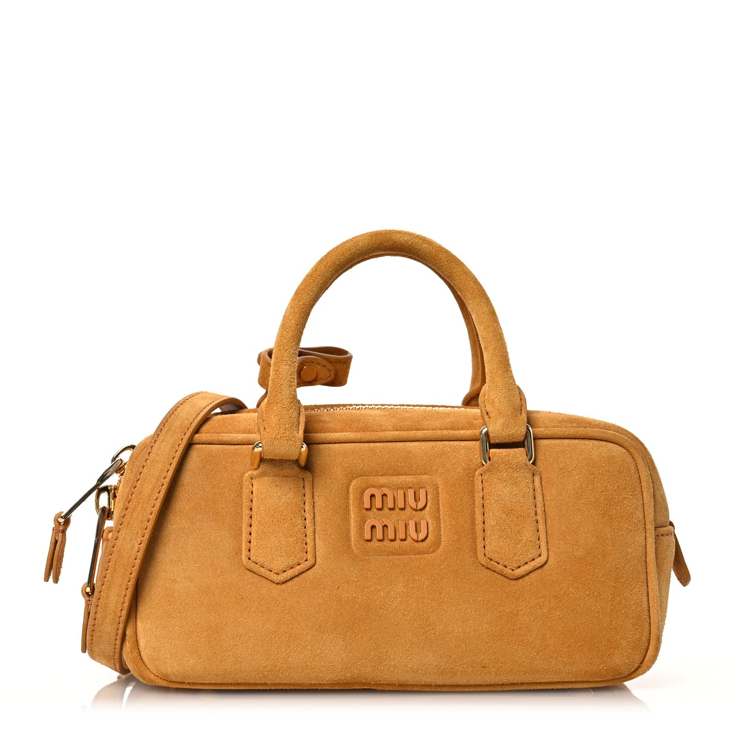 Suede Padded Regular Arcadie Top Handle Bag Whiskey